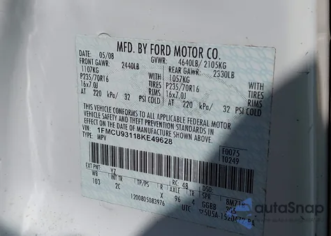 2008 Ford Escape Xlt from USA, damaged, VIN 1FMCU93118KE49628
